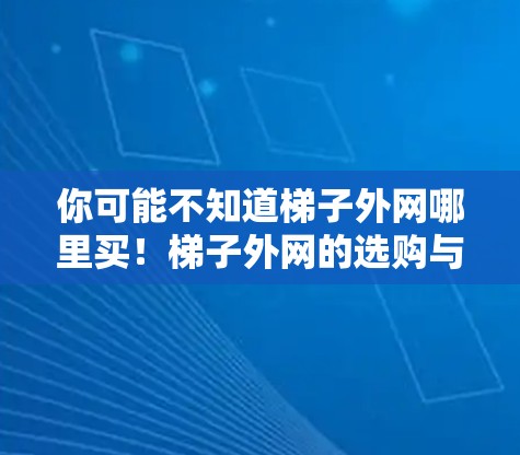 你可能不知道梯子外网哪里买！梯子外网的选购与安装指南