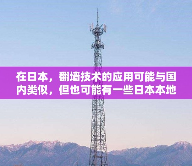 在日本，翻墙技术的应用可能与国内类似，但也可能有一些日本本地化或专注于特定地区的应用。以下是一些可能涉及翻墙技术的日本软件或应用